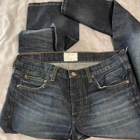 Current/Elliot Denim Men’s Long Jeans Dark Wash 34 W Button Fly Classic Preppy - Picture 3 of 8